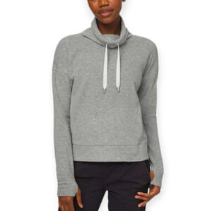 Lululemon Go Forward Fleece Pullover Sweater Light Grey High Cowl Neck Size 4